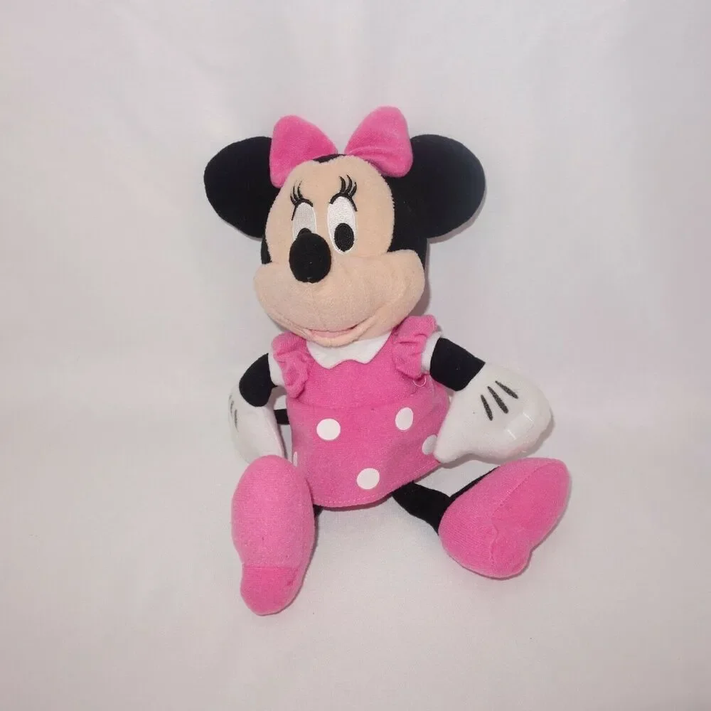 Disney Minnie Mouse Plush Doll Pink Polka Dot Dress and Bow White Bloomers